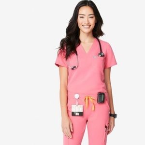 Neon Pink figs scrub top